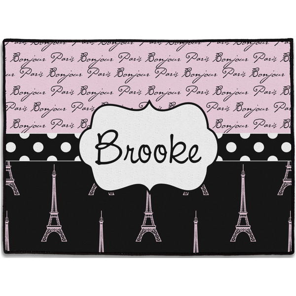 Custom Paris Bonjour and Eiffel Tower Door Mat (Personalized)