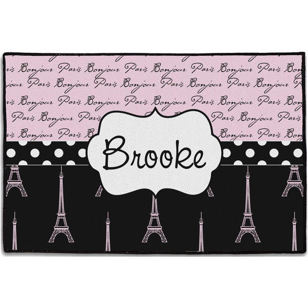 Paris Bonjour and Eiffel Tower Personalized Door Mat - 36x24 (APPROVAL)