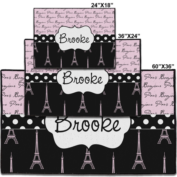 Paris Bonjour and Eiffel Tower Personalized Door Mat - Group Parent IMF
