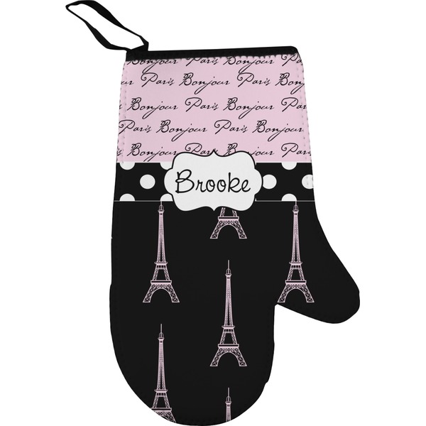 Custom Paris Bonjour and Eiffel Tower Oven Mitt (Personalized)