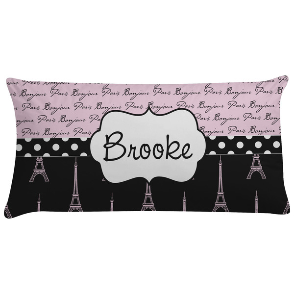 Custom Paris Bonjour and Eiffel Tower Pillow Case - King (Personalized)