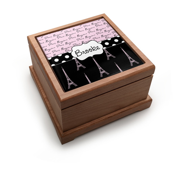 Custom Paris Bonjour and Eiffel Tower Pet Urn w/ Name or Text