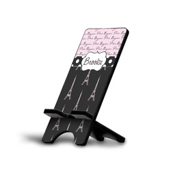 Paris Bonjour and Eiffel Tower Cell Phone Stand (Large) (Personalized)