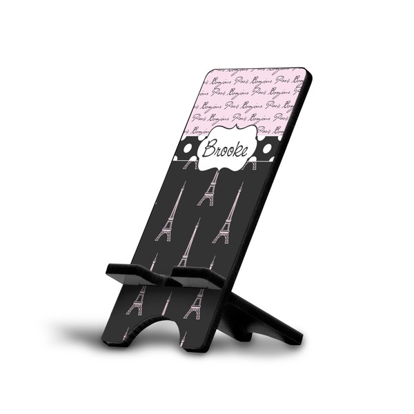 Custom Paris Bonjour and Eiffel Tower Cell Phone Stand (Large) (Personalized)