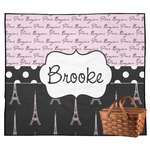 Paris Bonjour and Eiffel Tower Outdoor Picnic Blanket (Personalized)