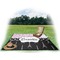 Paris Bonjour and Eiffel Tower Picnic Blanket - with Basket Hat and Book - in Use