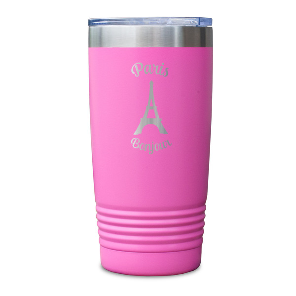 Paris Bonjour and Eiffel Tower Pink Polar Camel Tumbler - 20oz - Single Sided - Approval