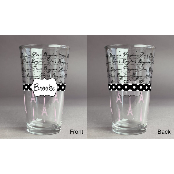 Paris Bonjour and Eiffel Tower Pint Glass - Full Fill w Transparency - Approval