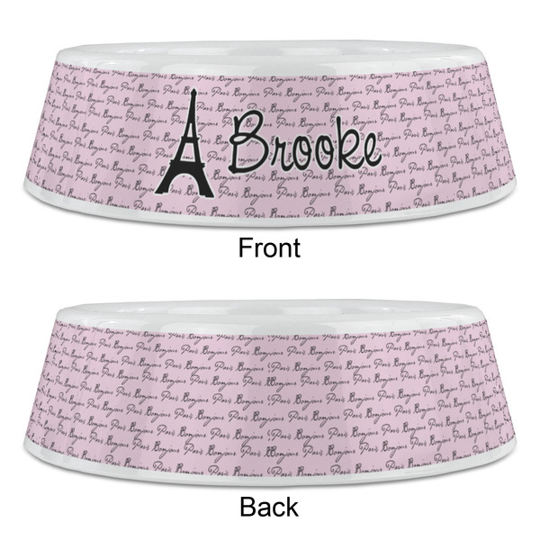 Paris Bonjour and Eiffel Tower Plastic Pet Bowls - Large - APPROVAL