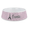 Paris Bonjour and Eiffel Tower Plastic Dog Bowl - Large (Personalized)
