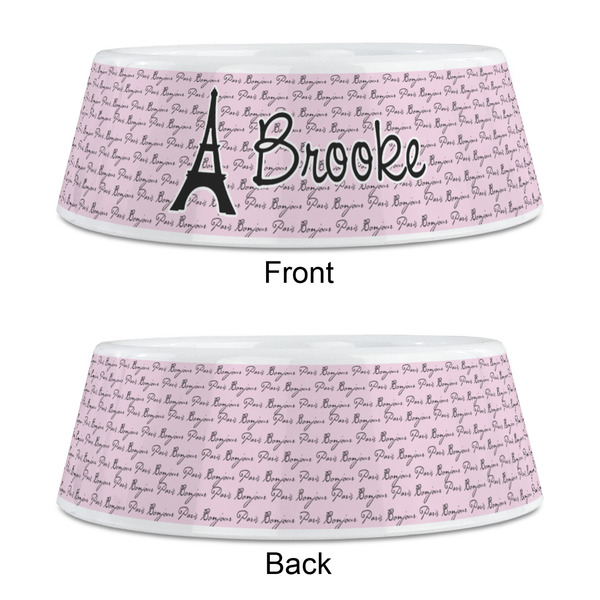Paris Bonjour and Eiffel Tower Plastic Pet Bowls - Medium - APPROVAL