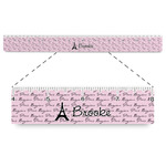 Paris Bonjour and Eiffel Tower Plastic Ruler - 12" (Personalized)
