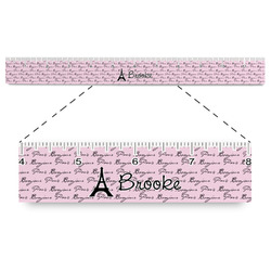 Paris Bonjour and Eiffel Tower Plastic Ruler - 12" (Personalized)
