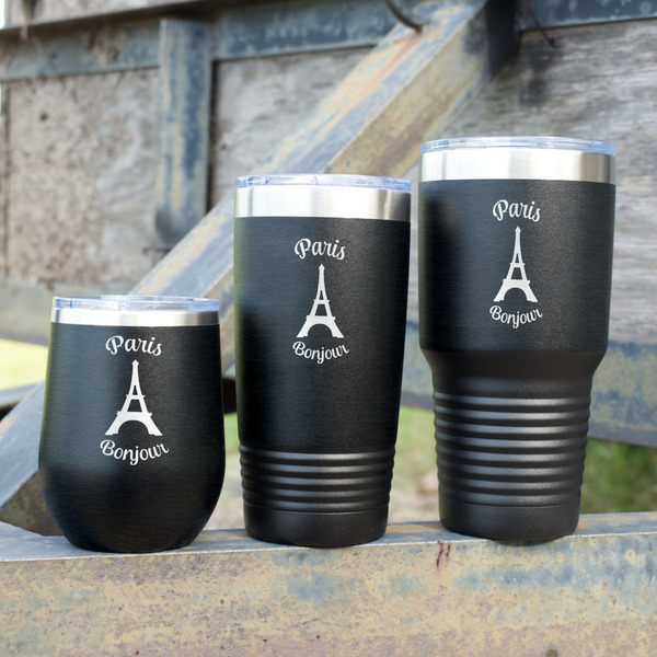 Paris Bonjour and Eiffel Tower Polar Camel Tumblers - Group Shot