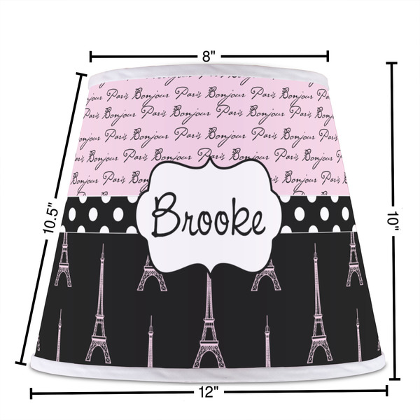 Paris Bonjour and Eiffel Tower Poly Film Empire Lampshade - Dimensions