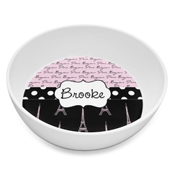 Paris Bonjour and Eiffel Tower Melamine Bowl - 8 oz (Personalized)