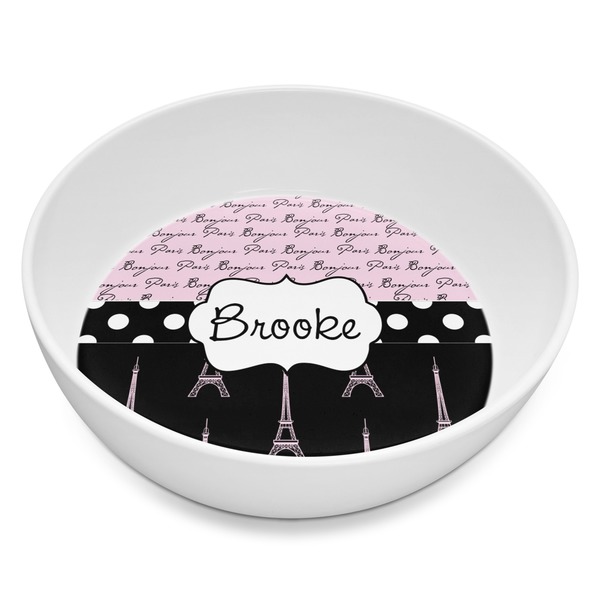 Custom Paris Bonjour and Eiffel Tower Melamine Bowl - 8 oz (Personalized)