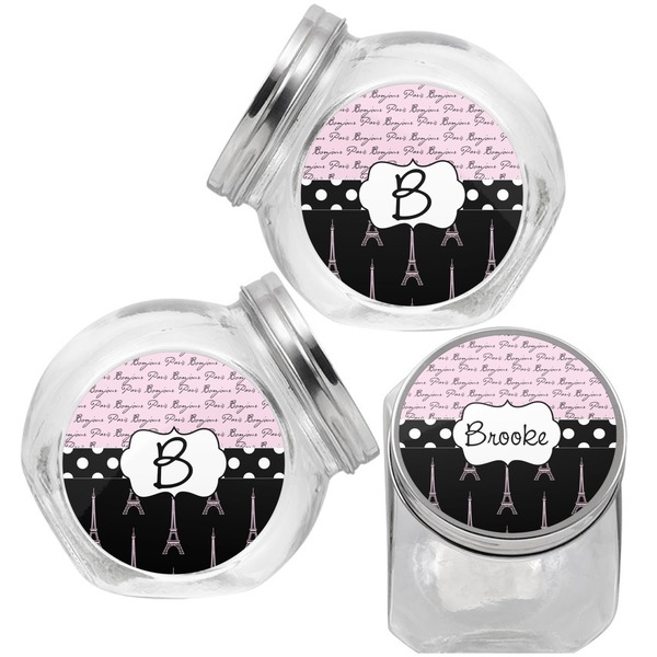 Paris Bonjour and Eiffel Tower Puppy Treat Jar - Top Left Right