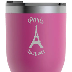 Paris Bonjour and Eiffel Tower RTIC Tumbler - Magenta - Laser Engraved - Double-Sided (Personalized)