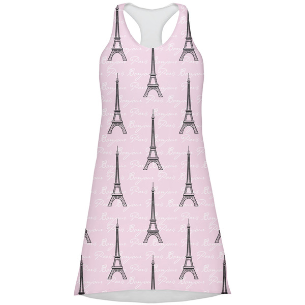Custom Paris Bonjour and Eiffel Tower Racerback Dress - X Small