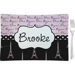 Paris Bonjour and Eiffel Tower Rectangular Glass Appetizer / Dessert Plate - Single or Set (Personalized)