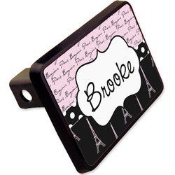 Paris Bonjour and Eiffel Tower Rectangular Trailer Hitch Cover - 2" (Personalized)