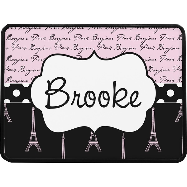 Paris Bonjour and Eiffel Tower Rectangular Trailer Hitch Cover (Personalized)
