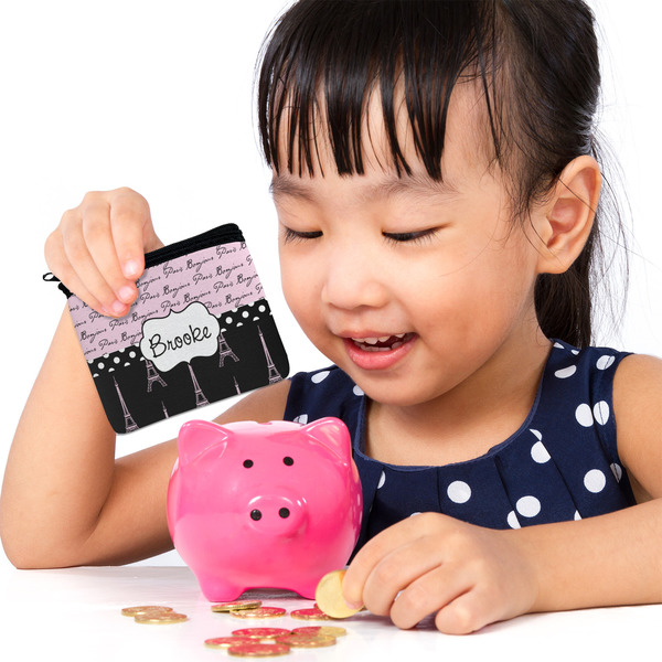 Paris Bonjour and Eiffel Tower Rectangular Coin Purses - LIFESTYLE (child)