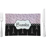 Paris Bonjour and Eiffel Tower Glass Rectangular Lunch / Dinner Plate (Personalized)
