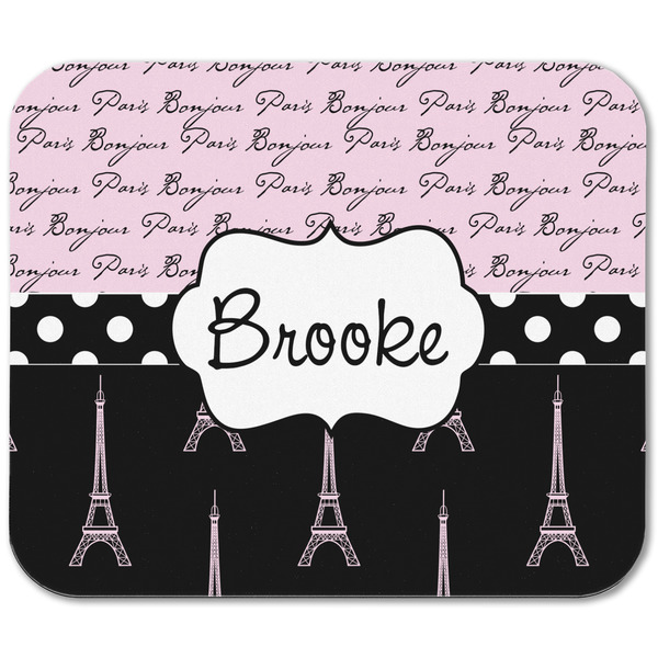 Paris Bonjour and Eiffel Tower Rectangular Mouse Pad - APPROVAL