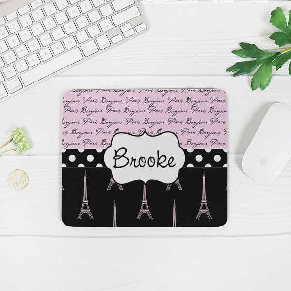 Paris Bonjour and Eiffel Tower Rectangular Mouse Pad - LIFESTYLE 2
