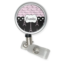 Paris Bonjour and Eiffel Tower Retractable Badge Reel (Personalized)