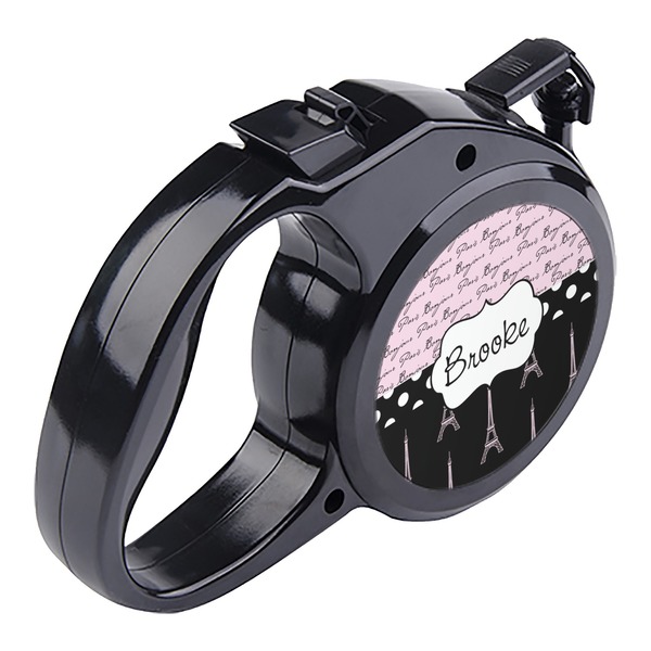 Paris Bonjour and Eiffel Tower Retractable Dog Leash - Angle