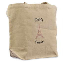 Paris Bonjour and Eiffel Tower Reusable Cotton Grocery Bag - Single (Personalized)