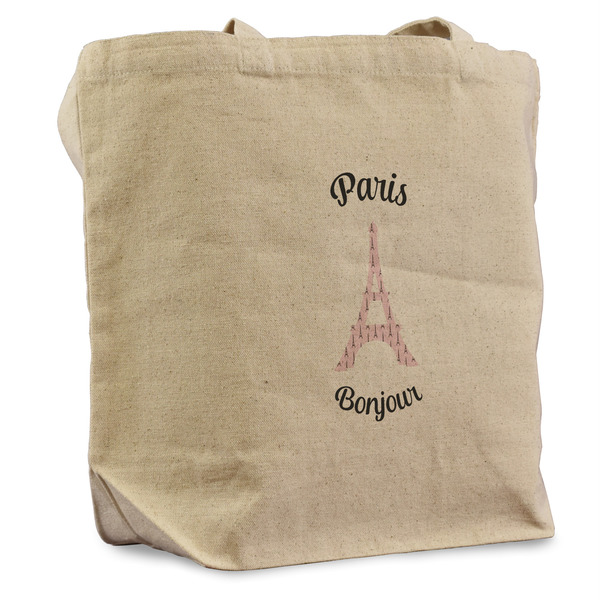 Custom Paris Bonjour and Eiffel Tower Reusable Cotton Grocery Bag (Personalized)