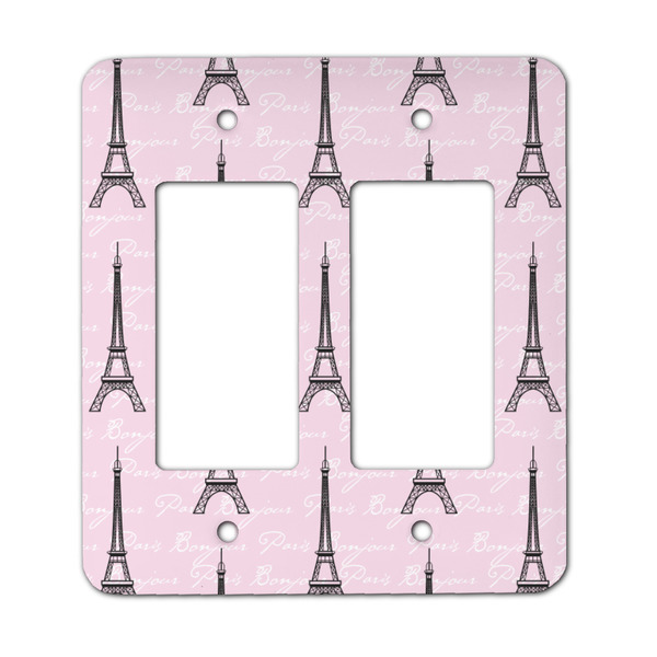 Custom Paris Bonjour and Eiffel Tower Rocker Style Light Switch Cover - Two Switch