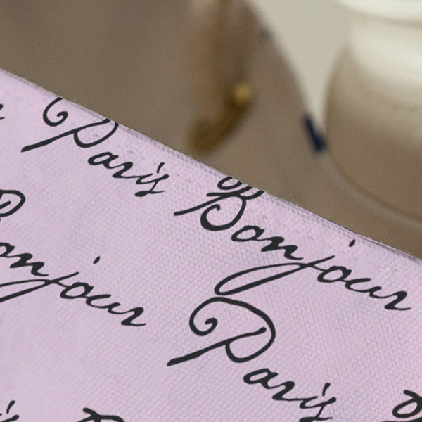 Paris Bonjour and Eiffel Tower Large Rope Tote - Close Up View