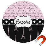 Paris Bonjour and Eiffel Tower Round Car Magnet - 10" (Personalized)