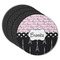 Paris Bonjour and Eiffel Tower Round Rubber Backed Coasters - Set of 4 (Personalized)