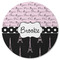 Paris Bonjour and Eiffel Tower Round Rubber Backed Coaster (Personalized)
