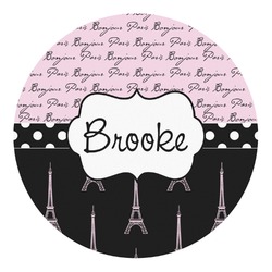 Paris Bonjour and Eiffel Tower Round Decal (Personalized)