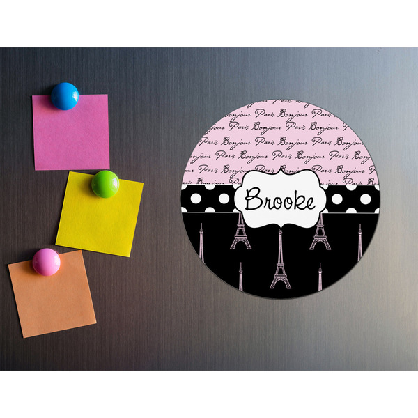 Paris Bonjour and Eiffel Tower Round Fridge Magnet - LIFESTYLE