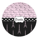 Paris Bonjour and Eiffel Tower 5' Round Indoor Area Rug (Personalized)