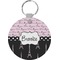 Paris Bonjour and Eiffel Tower Round Plastic Keychain (Personalized)