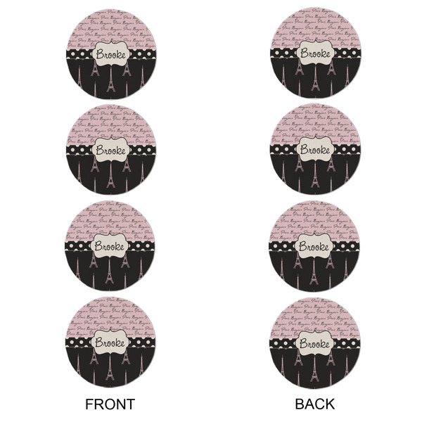 Paris Bonjour and Eiffel Tower Round Linen Placemats - APPROVAL Set of 4 (double sided)