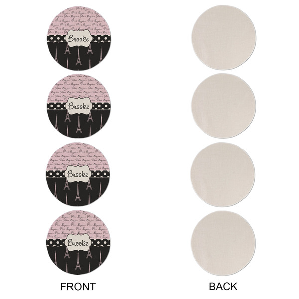 Paris Bonjour and Eiffel Tower Round Linen Placemats - APPROVAL Set of 4 (single sided)