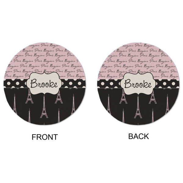 Paris Bonjour and Eiffel Tower Round Linen Placemats - APPROVAL (double sided)
