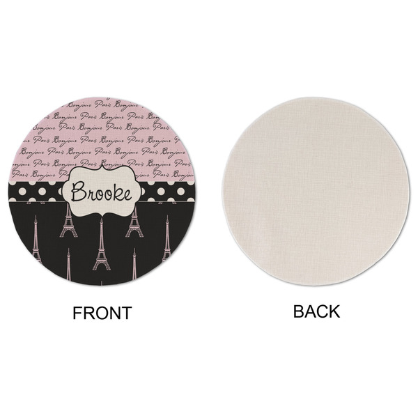 Paris Bonjour and Eiffel Tower Round Linen Placemats - APPROVAL (single sided)