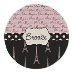 Paris Bonjour and Eiffel Tower Round Linen Placemat - Single Sided (Personalized)