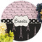 Paris Bonjour and Eiffel Tower Round Linen Placemats - Front (w flowers)